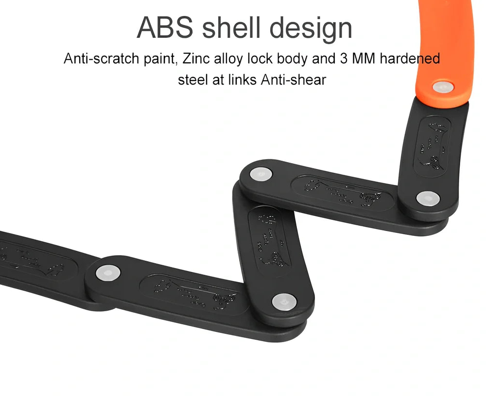 INBIKE mountain bike lock with orange ABS rubber coating showing 12-ton hydraulic resistance rating