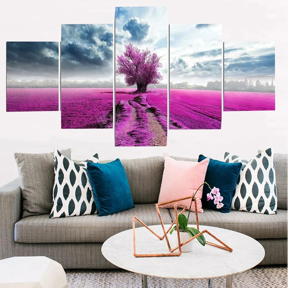 Five coordinated canvas wall art posters in multiple sizes for gallery wall display