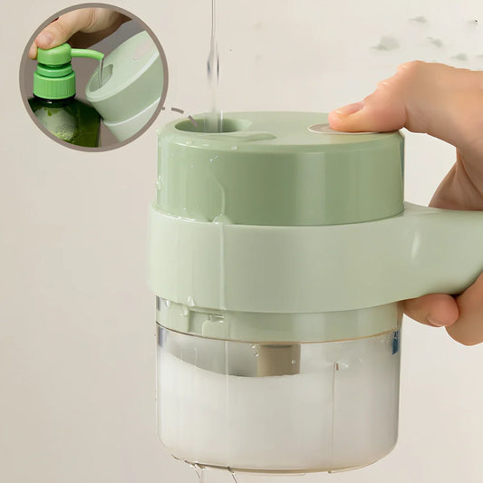 Wireless electric garlic masher with 18.5cm width and slicer combo attachment