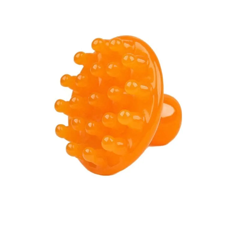 Disc-shaped massage comb with 21 teeth for head and scalp massage in coffee brown colour