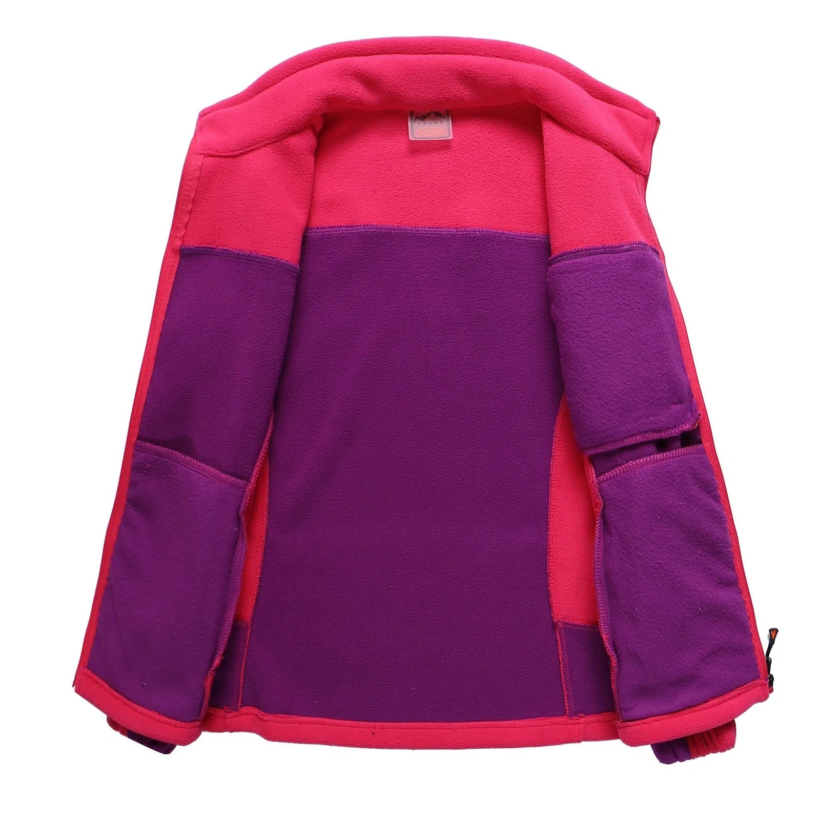 Contrasting polar fleece couple cardigan in deep blue male with colour blocks, size XL, 100% fleece for winter warmth