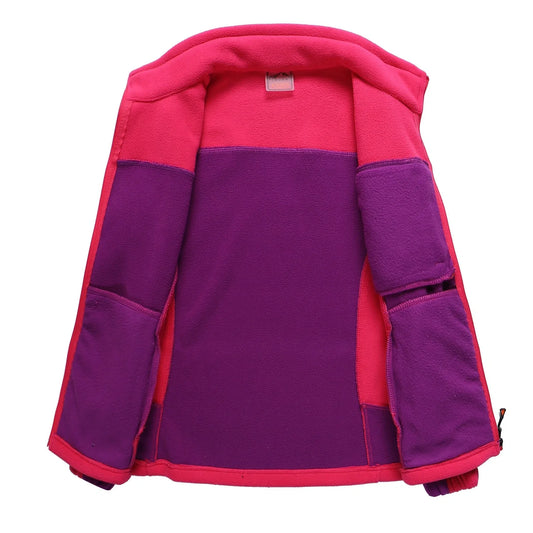 Contrasting polar fleece couple cardigan in deep blue male with colour blocks, size XL, 100% fleece for winter warmth