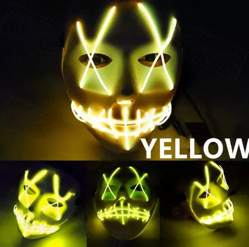 Halloween LED Glowing Full Face Mask in various colors with customizable lighting modes