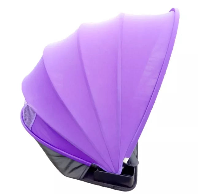 Foldable beach umbrella with sunproof Lycra fabric in blue and purple options