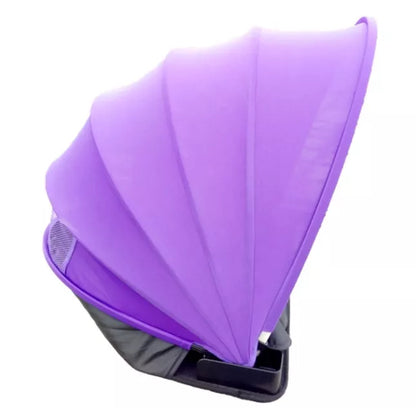 Foldable beach umbrella with sunproof Lycra fabric in blue and purple options