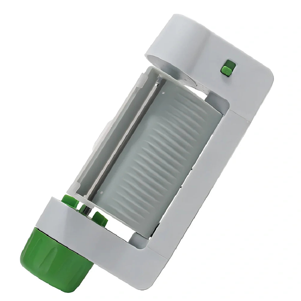 Green and white kitchen fruit slicer with 8mm blades on 22.5cm frame
