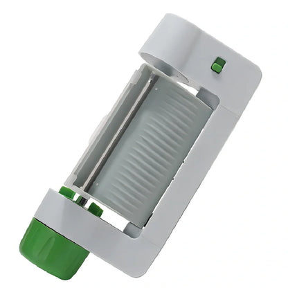 Green and white kitchen fruit slicer with 8mm blades on 22.5cm frame