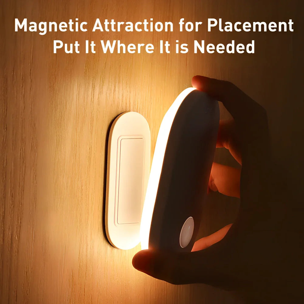 Human induction home light with magnetic base showing back lighting ring design and compact 108mm size