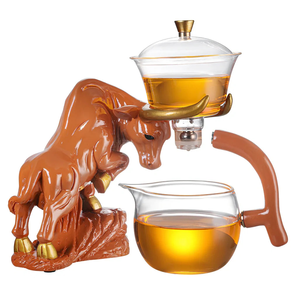 Niu Zhuan Qiankun glass semi-automatic tea maker in green bull, 2700g borosilicate with 1-litre capacity for even steeping