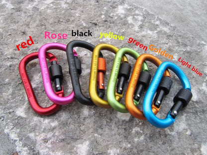 Durable aluminum alloy carabiner in multiple colors for gear organization