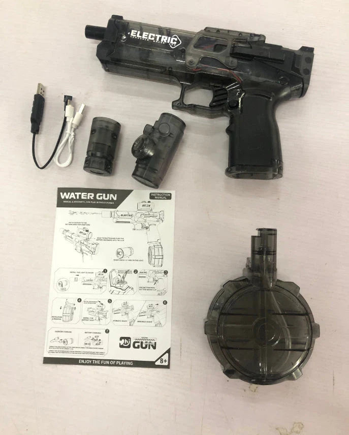 Powerful Electric Water Blaster with rechargeable battery, long range, and durable ABS construction for endless summer fun