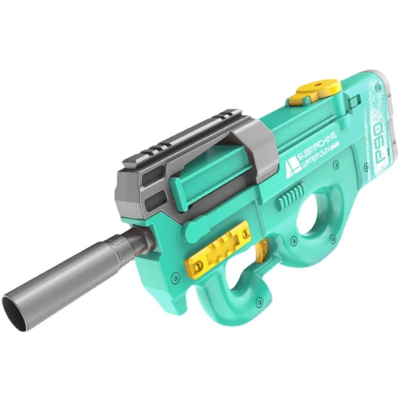 High-powered electric shark-shaped water blaster for outdoor summer fun, pool parties, and water fights