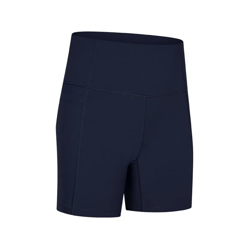Women's solid colour cotton blend super stretch sports shorts for running and fitness.