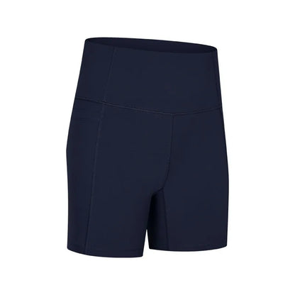 Women's solid colour cotton blend super stretch sports shorts for running and fitness.