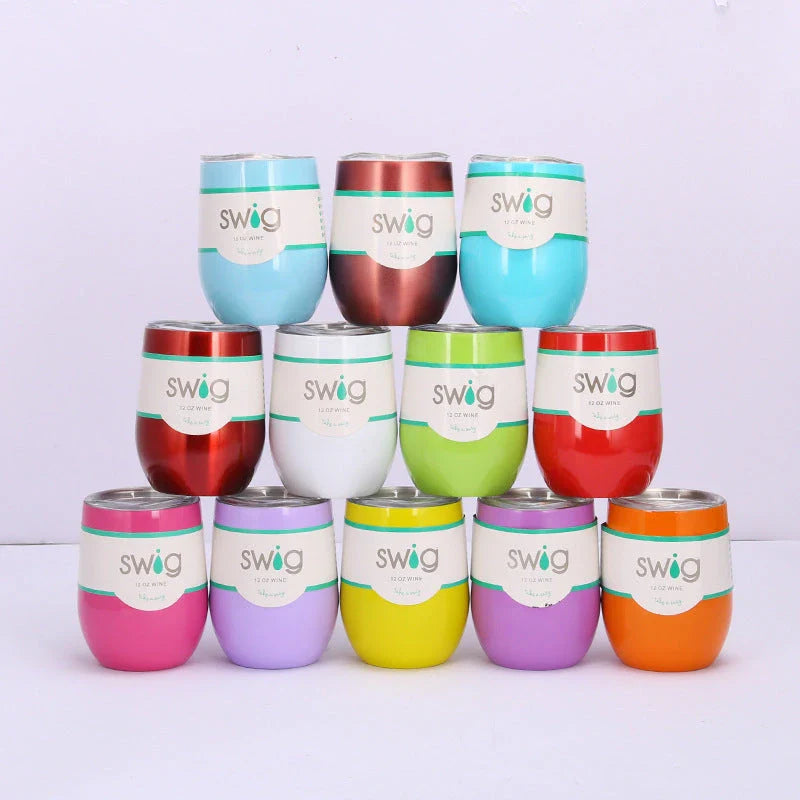 Swig Eggshell Cup - 12oz Stainless Steel Insulated Wine Tumbler with Variety of Color Options