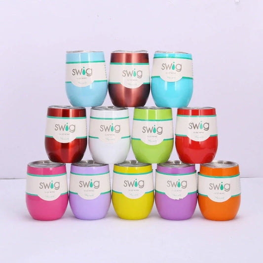 Swig Eggshell Cup - 12oz Stainless Steel Insulated Wine Tumbler with Variety of Color Options