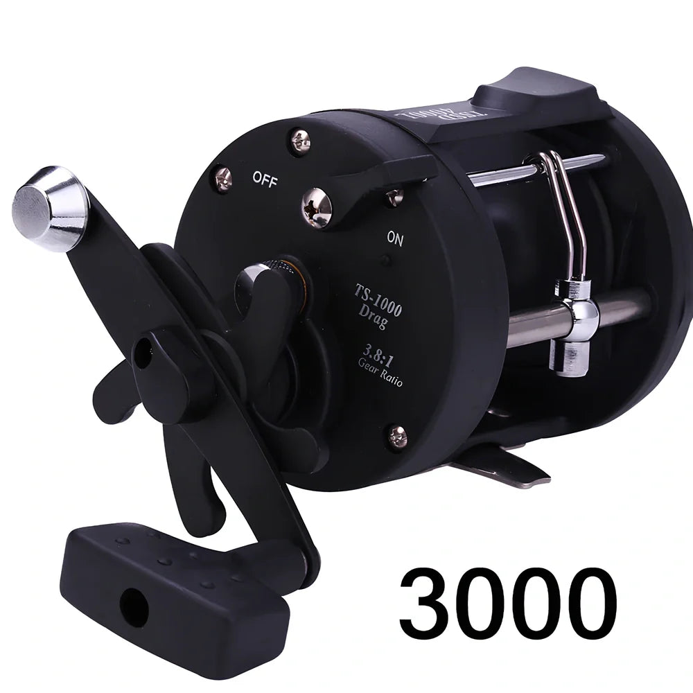 Comairon automatic wiring fishing reel with right-hand retrieve and plastic housing