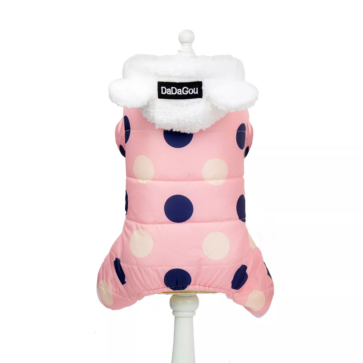 Big polka dot cotton coat with four-leg design in Pink, Black, Light Yellow