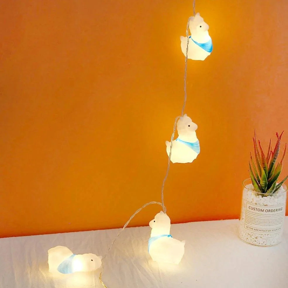 Blue Christmas sheep LED lights on 2-metre cable with battery box for outdoor decoration