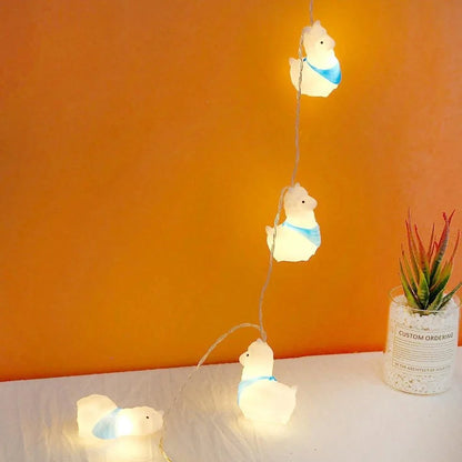 Blue Christmas sheep LED lights on 2-metre cable with battery box for outdoor decoration