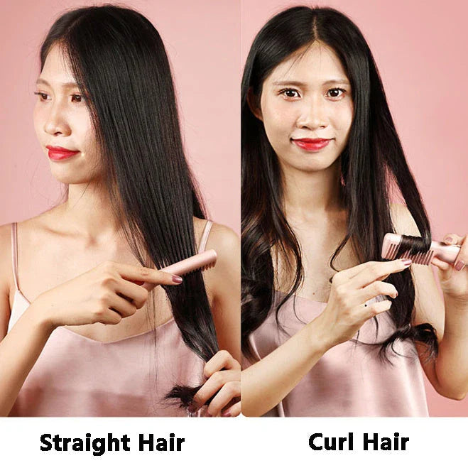 Wireless hair straightening comb with integrated styling features for salon-quality results at home