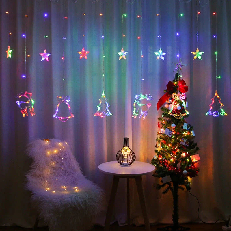 Christmas Deer Tree Bells Star String Fairy Lights for festive holiday decoration