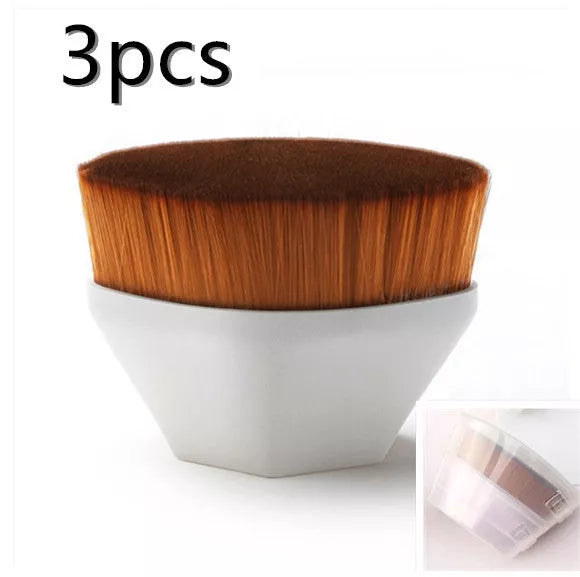 Professional foundation brush kit for BB cream and loose powder application in black, white, and pink