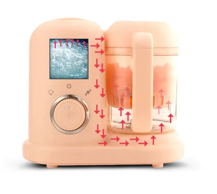 Baby food processor with steamer and blender functions in green colour