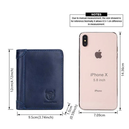 Men's casual leather wallet showing internal compartments including secret section