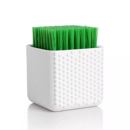 Square potted silicone kitchen brush for gentle cleaning of clothes and dishes