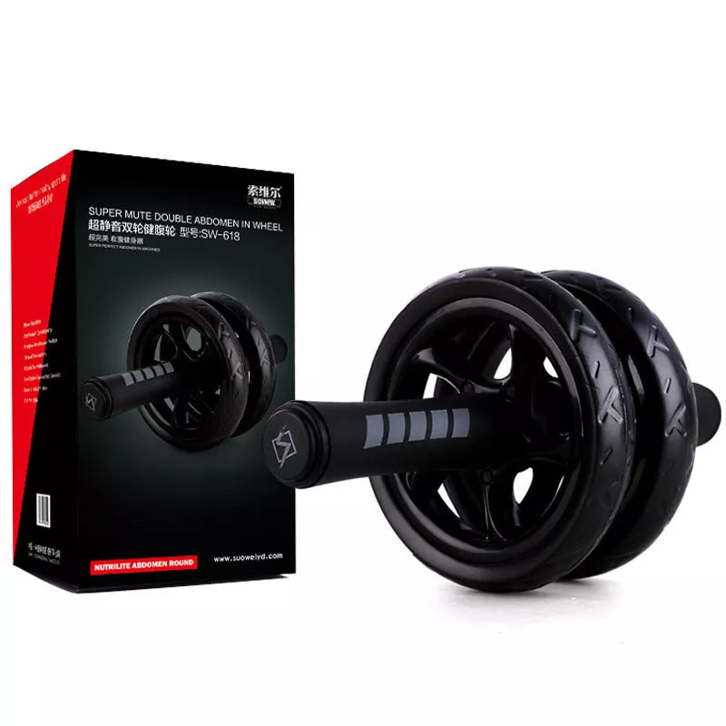 Silent Two-Wheeled Abdominal Wheel with black EVA wheels and foam handles