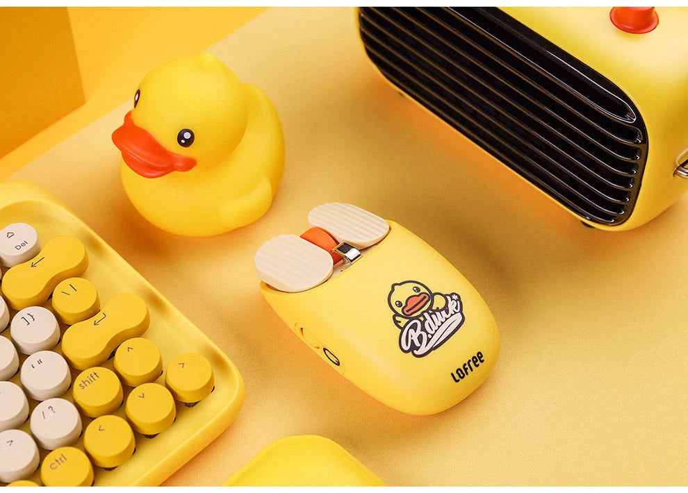 Little Yellow Duck Bluetooth Mouse Keyboard set in bright yellow with compact design