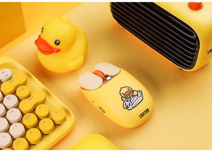 Little Yellow Duck Bluetooth Mouse Keyboard set in bright yellow with compact design