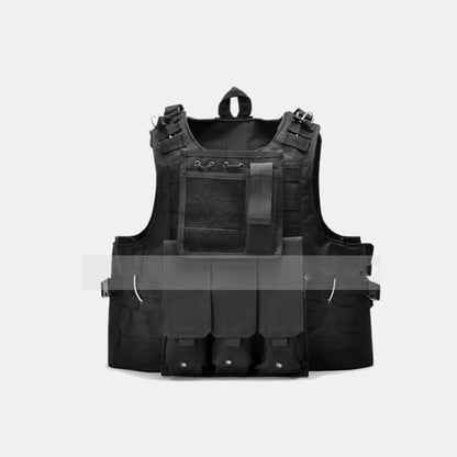 Military Fan Tactical Vest in black and mud colors for outdoor training and activities