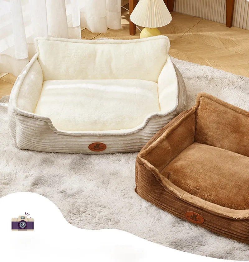 Four-season removable kennel bed for small medium dogs and cats in coffee or white colour