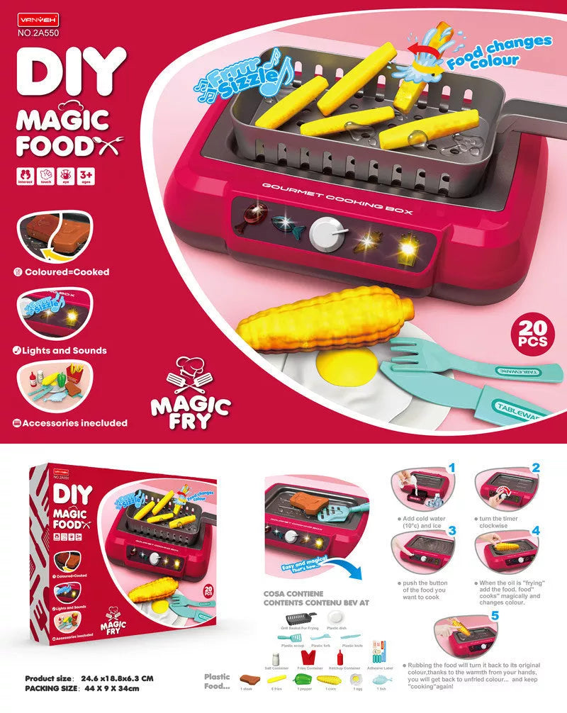 Color-changing induction kitchen toy set for kids with sound and light features