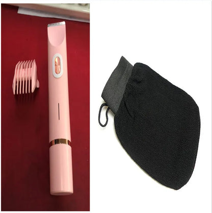 Pink 2-in-1 women's electric body hair shaver and trimmer for private pubic hair grooming