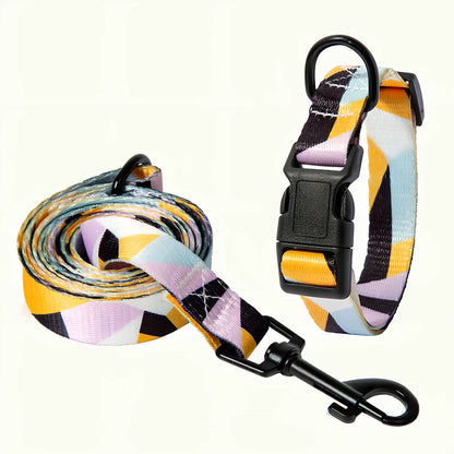 Adjustable dog collar and leash set with Bohemian pattern for dogs 3-27kg
