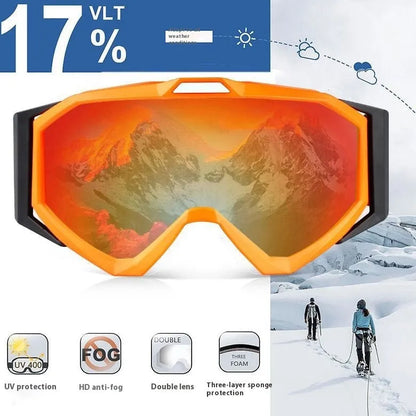 Motorcycle goggles with double-layer anti-fog lens and flexible TPU frame in multiple colour options.