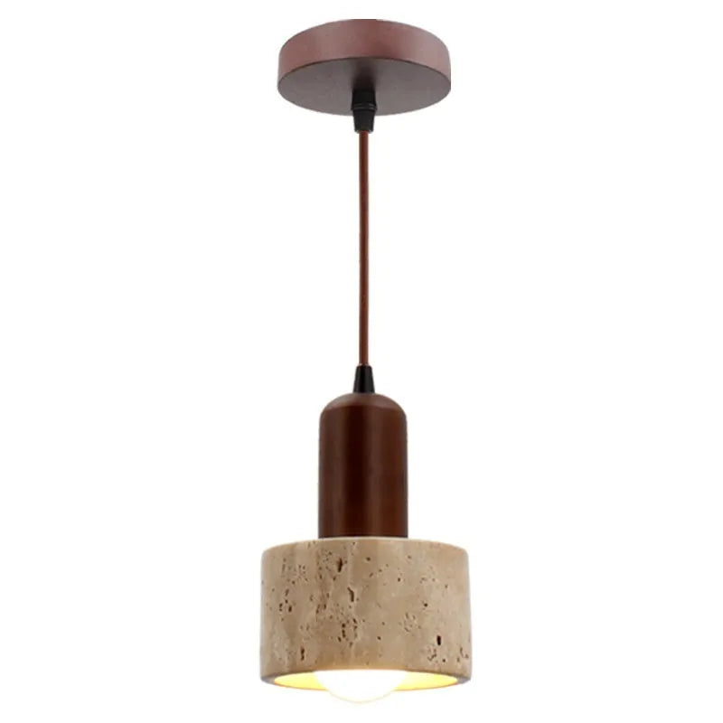 Retro yellow cave stone pendant light with iron body and yellow marble lampshade, hanging wire LED bedside chandelier