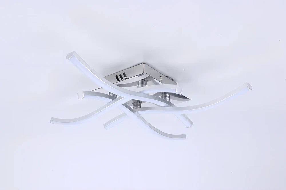 White aluminium ceiling lamp with modern design and LED lighting for room illumination