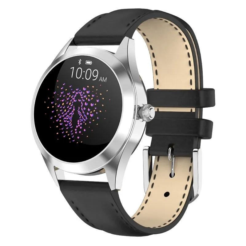 Women's multi-colour sports smartwatch showing fitness tracking on screen.