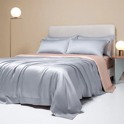 Luxury Lenzing Tencel quilt sheets set in Aurora Blue with 200 thread count twill weave and UK sizing
