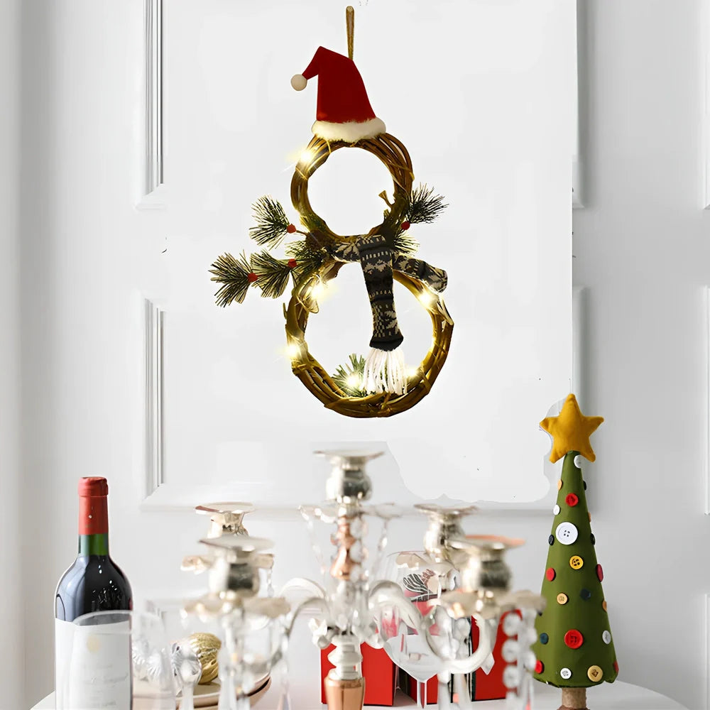 Natural pine needle Christmas wreath with 30cm diameter in grey or red colour options