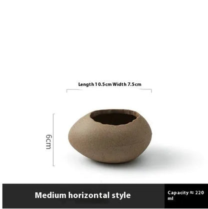 Oval porcelain egg shell bowl with underglaze finish, shown in large medium or small size and horizontal or vertical style.