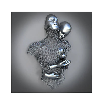 Square frameless canvas painting with geometric abstraction pattern in modern interior setting