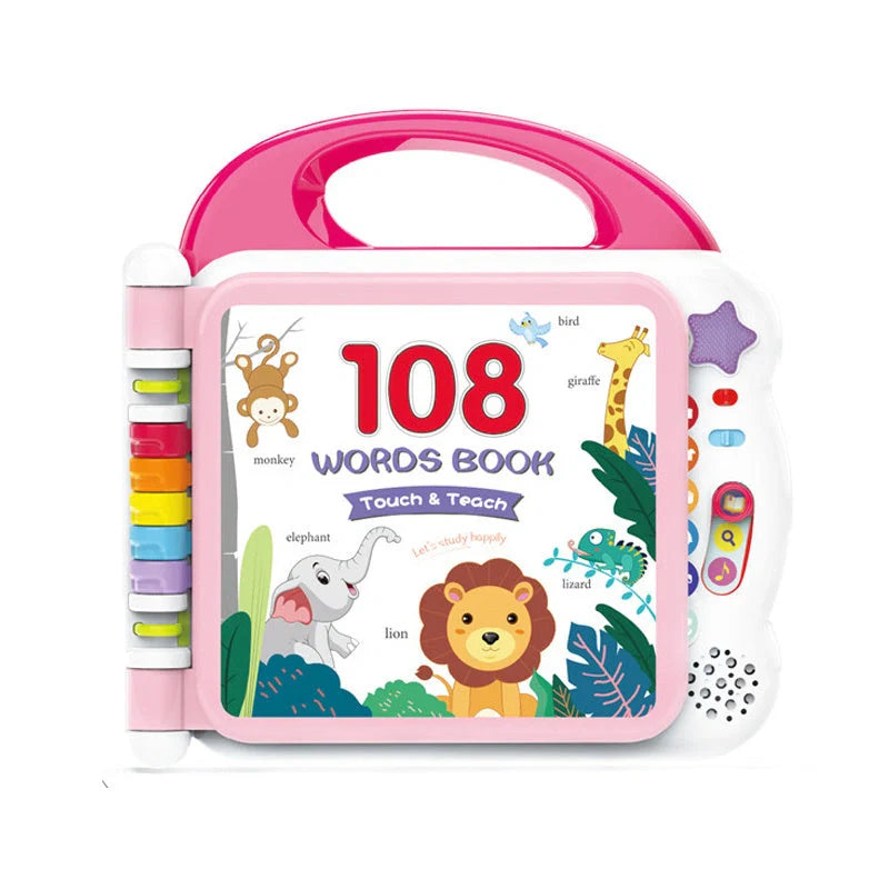 Kids English Learning Machine with Bluetooth in pink, red, and green colors