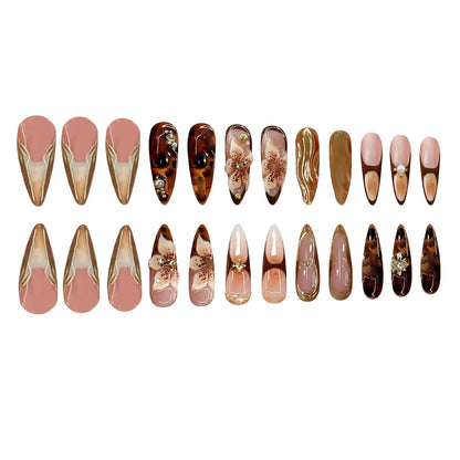 Sweet floral design press-on nail armour for women in cool colour XM325