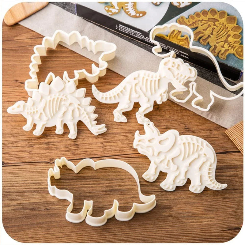 Hhomeenjoy Dinosaur Fossil Cookie Cutters - 3D Baking Molds for Cute Homemade Cookies