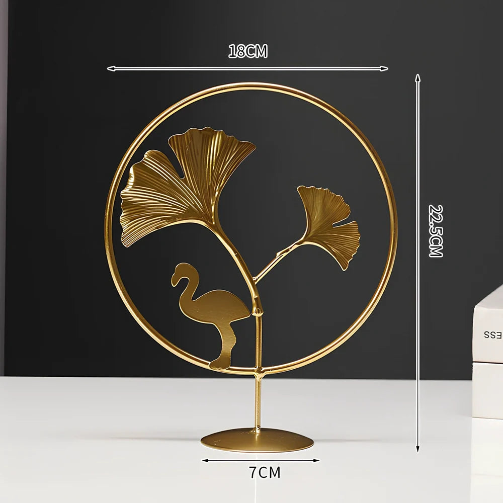 Nordic geometric wrought iron ornament with copper finish measuring 15x20cm